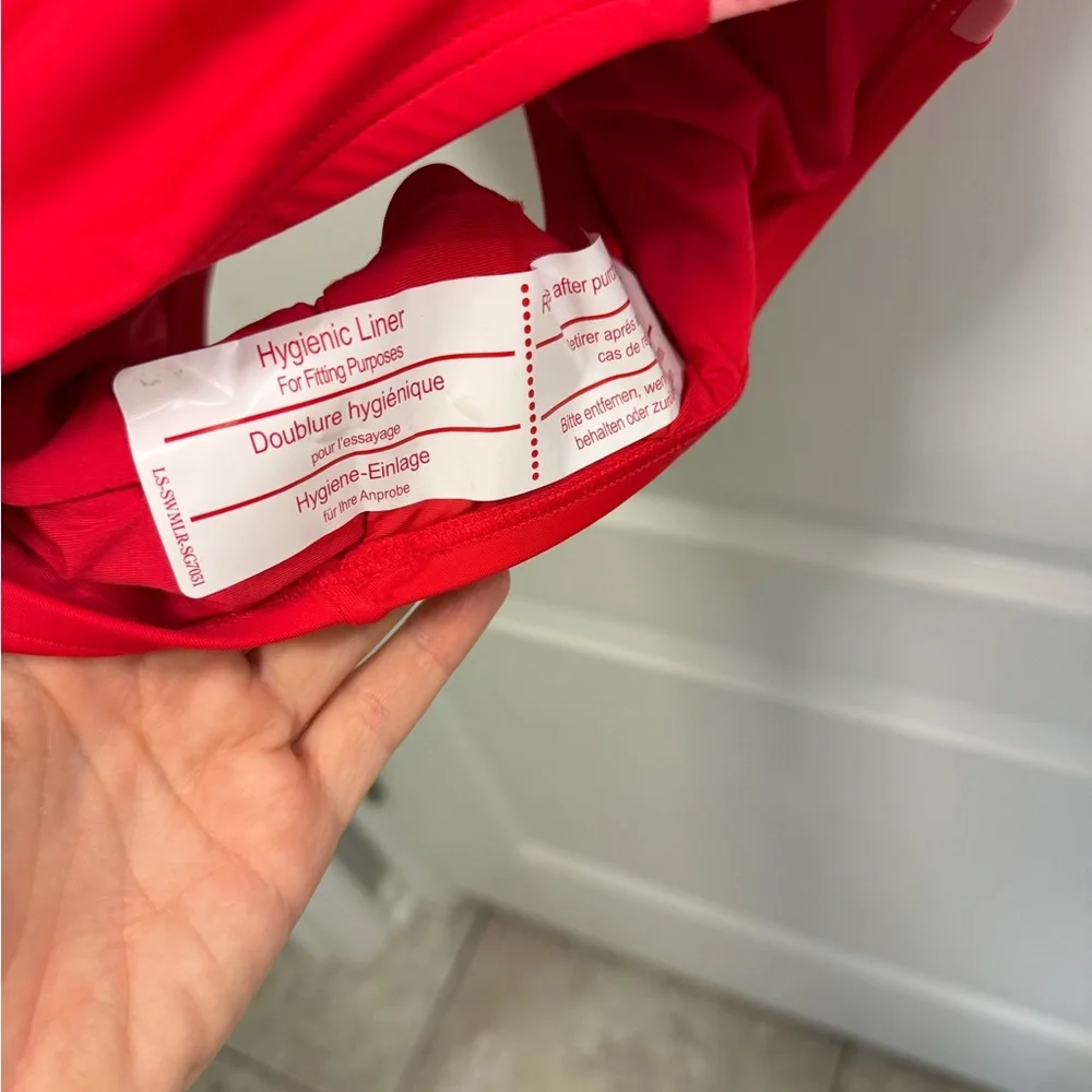 Lands’ End Women’s One-Piece Swimsuit Red/Pink Colorblock XS | NWT